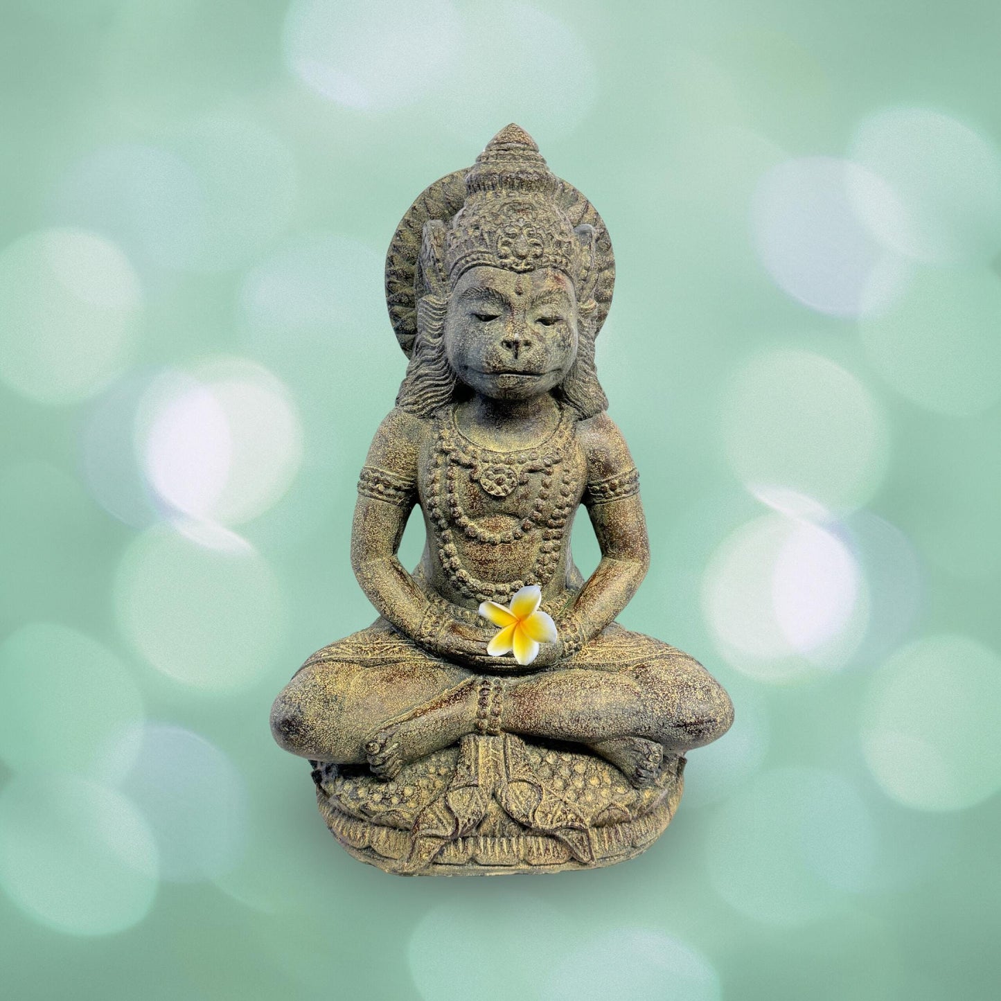 Hanuman Monkey God Sculpture, cast lava stone Garden Statue: Balinese Art