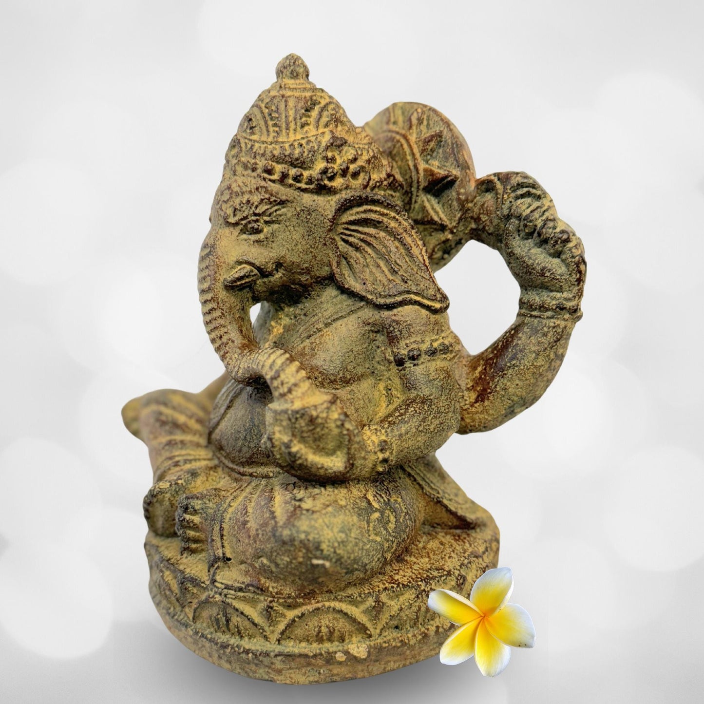 Ganapati Ganesha Statue Garden statuary Remover Obstacles Handmade Cast Lava stone sculpture Bali art Eclectic Decor - Acadia World Traders