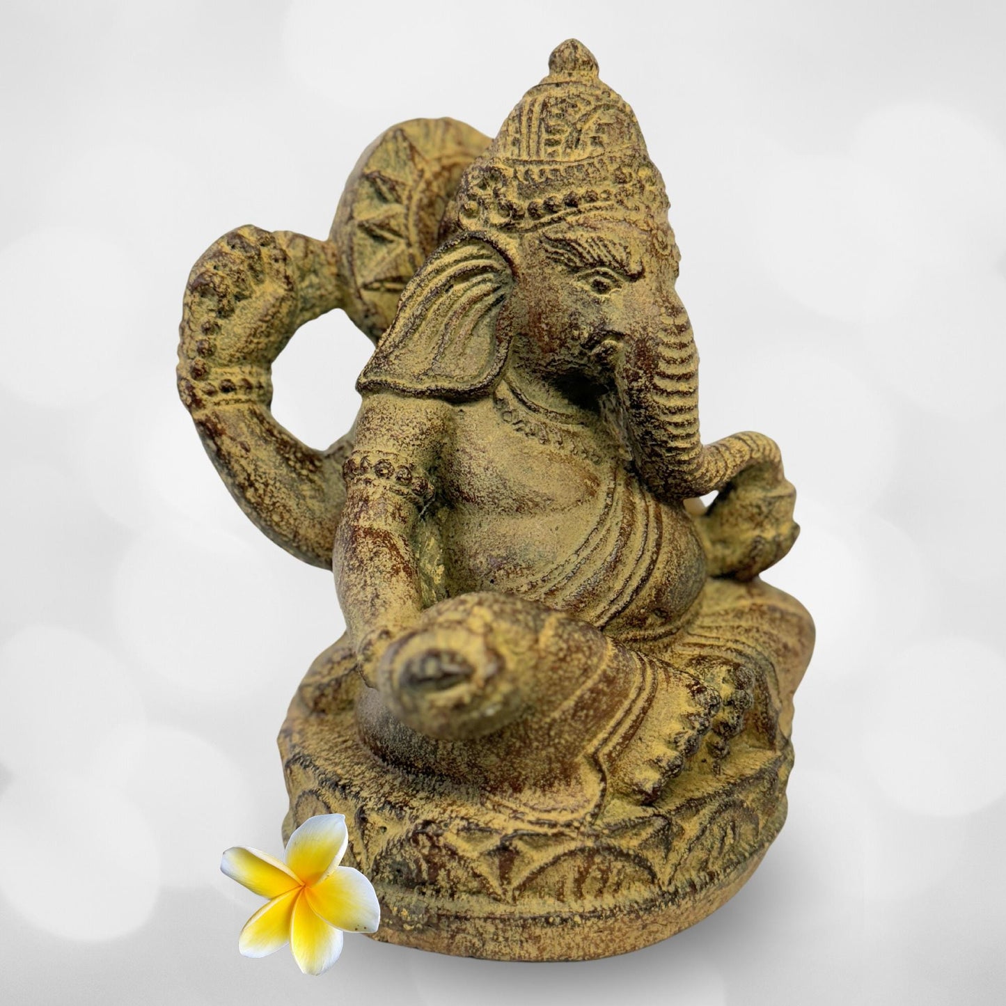 Ganapati Ganesha Statue Garden statuary Remover Obstacles Handmade Cast Lava stone sculpture Bali art Eclectic Decor - Acadia World Traders