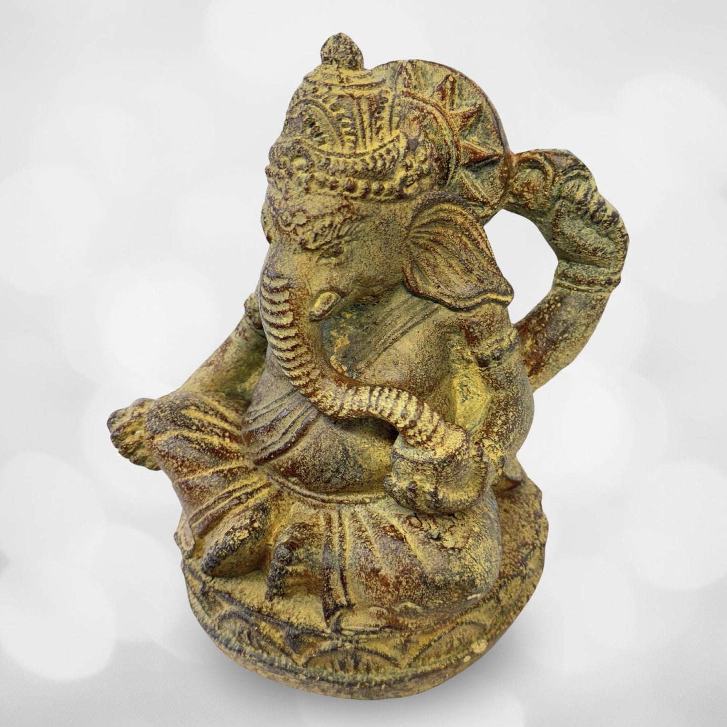 Ganapati Ganesha Statue Garden statuary Remover Obstacles Handmade Cast Lava stone sculpture Bali art Eclectic Decor - Acadia World Traders