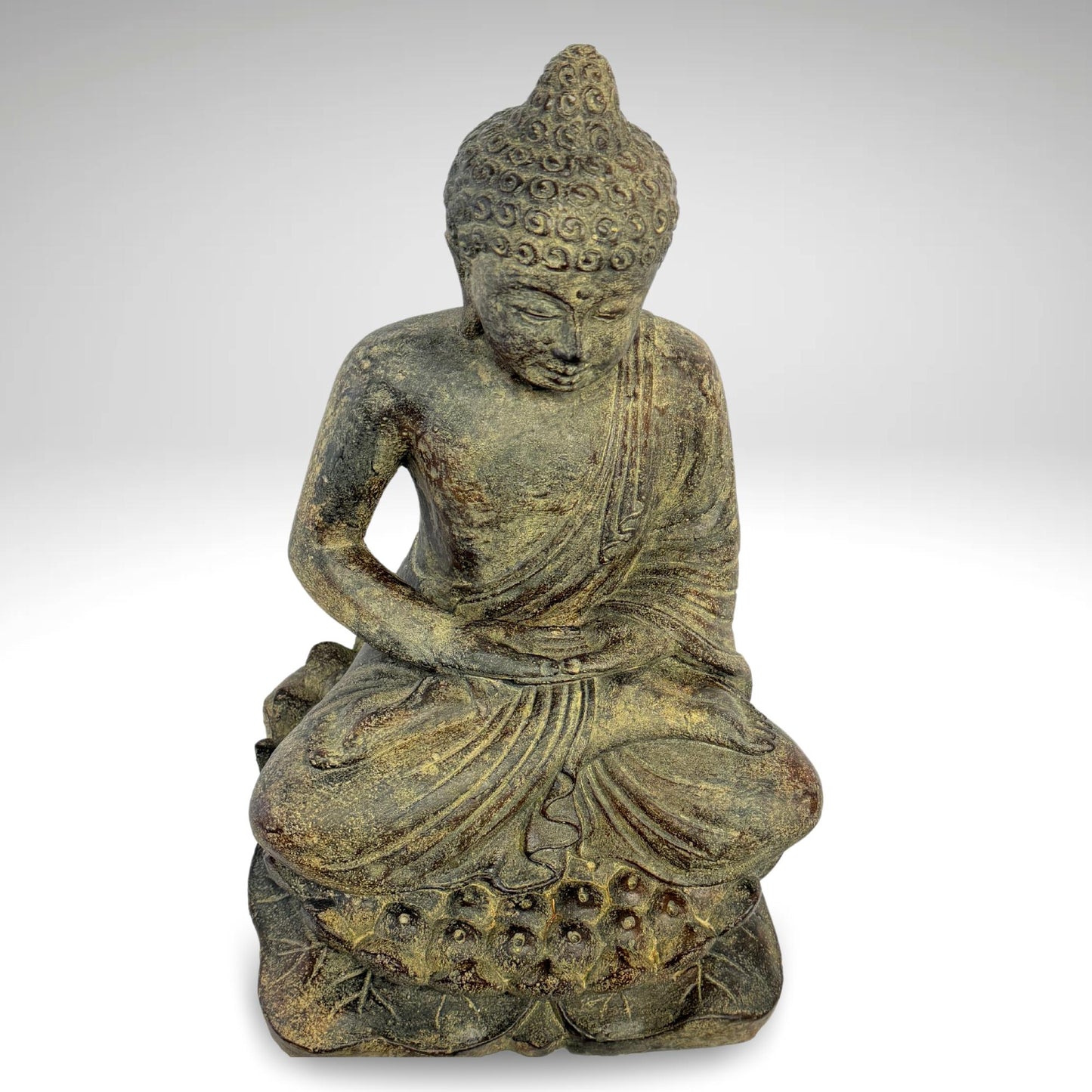 Dhyana Mudra Buddha Statue: Hand-Cast Balinese Lava Stone Garden Sculpture