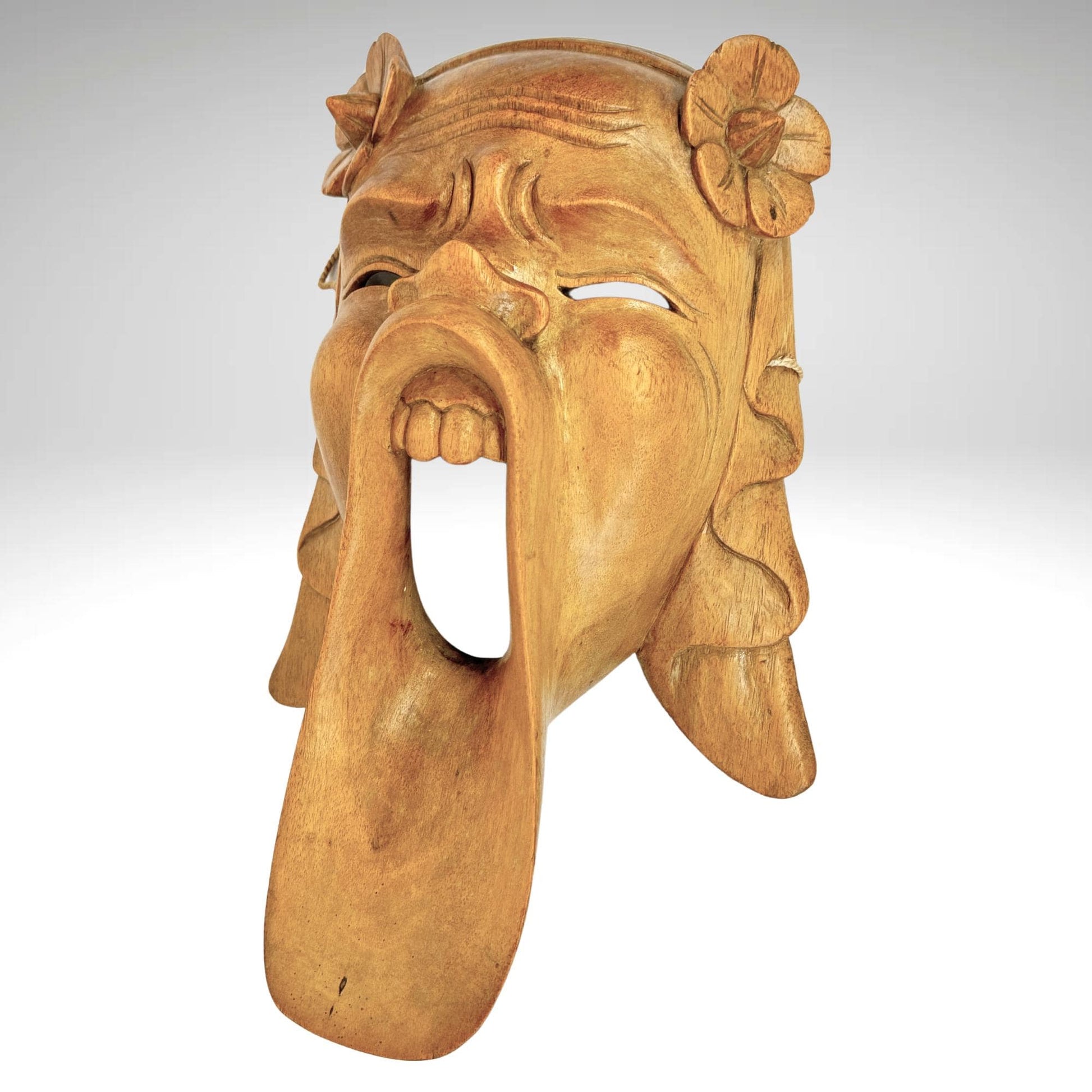 Balinese Bondres Mask Demon Goddess Bali Folk Art Wall Decor Hand carved wood Carving - Acadia World Traders