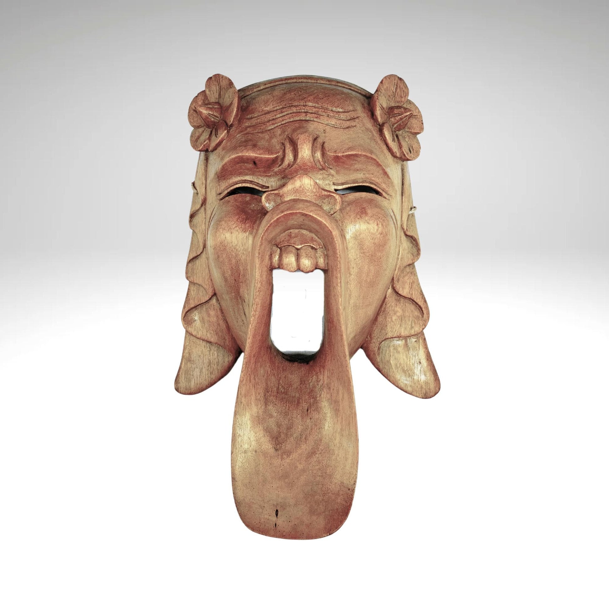 Balinese Bondres Mask Demon Goddess Bali Folk Art Wall Decor Hand carved wood Carving - Acadia World Traders