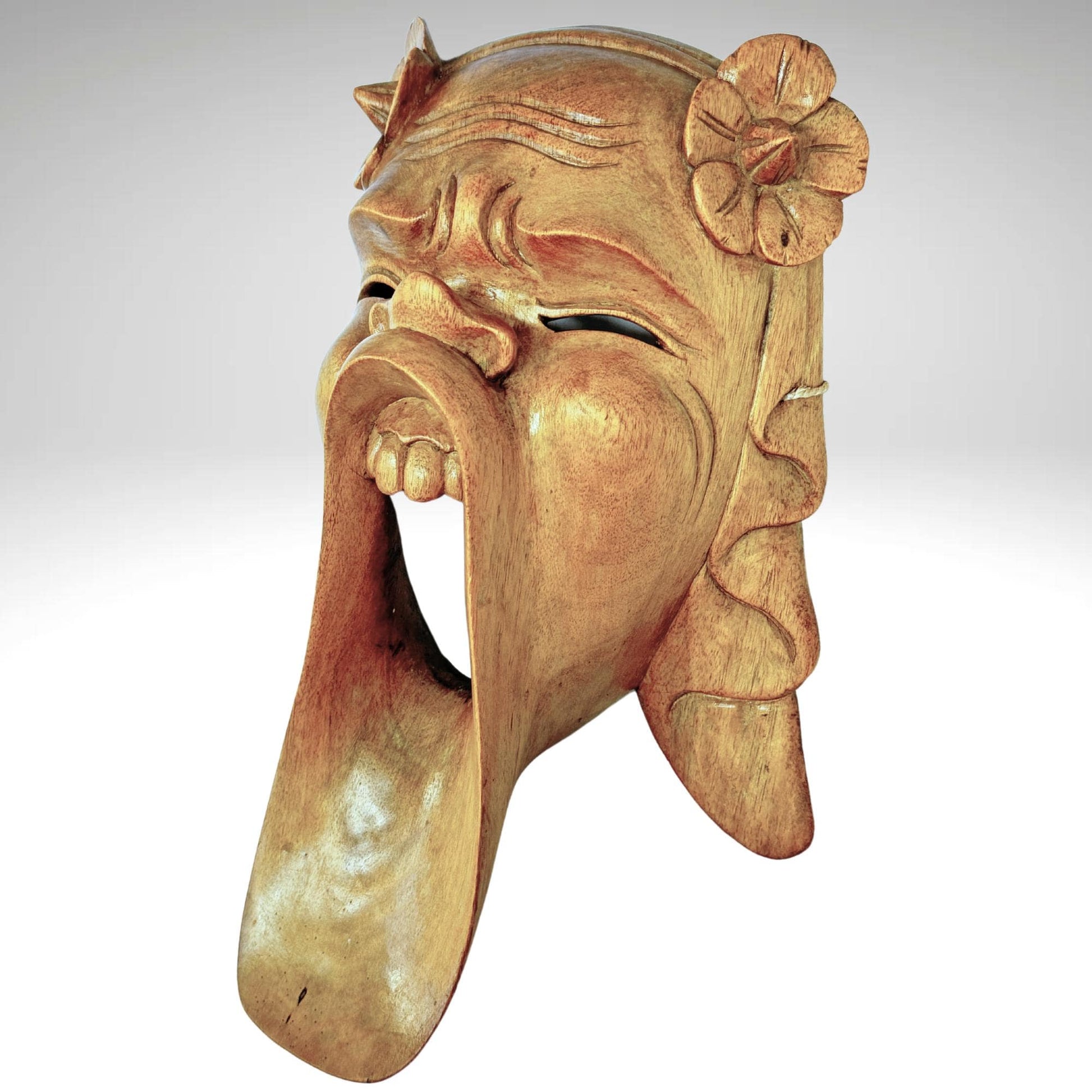 Balinese Bondres Mask Demon Goddess Bali Folk Art Wall Decor Hand carved wood Carving - Acadia World Traders