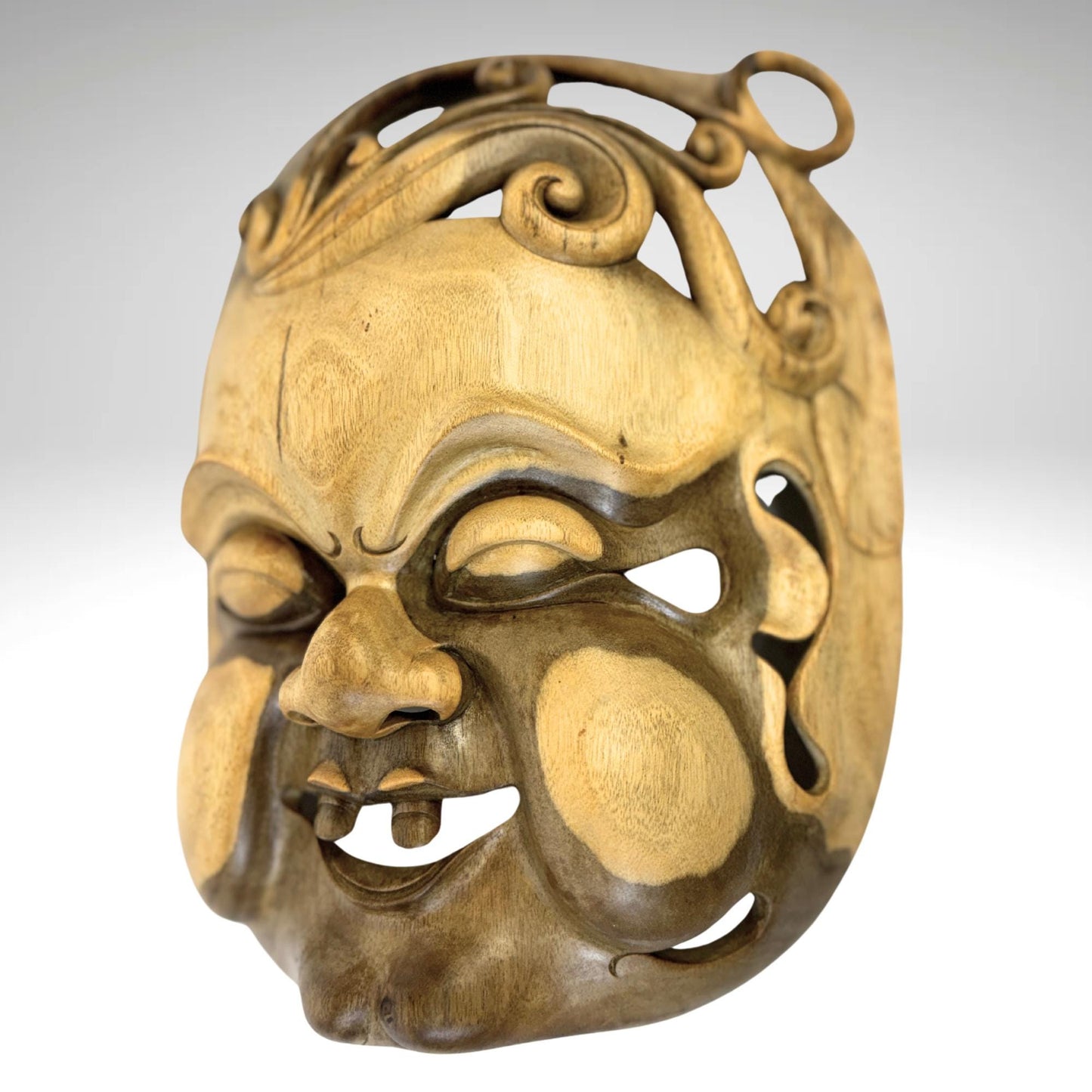 Balinese Mask Demon Baby Demented Face Terrifying Hand Carved Wood Carving Bali folk art wall decor - Acadia World Traders