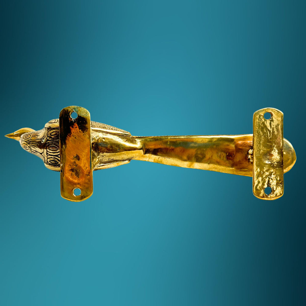 Balinese Peacock Door Handle: Polished Gold Bronze Architectural Art