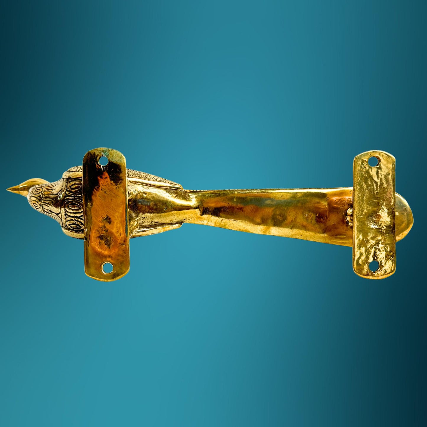 Balinese Peacock Door Handle: Polished Gold Bronze Architectural Art