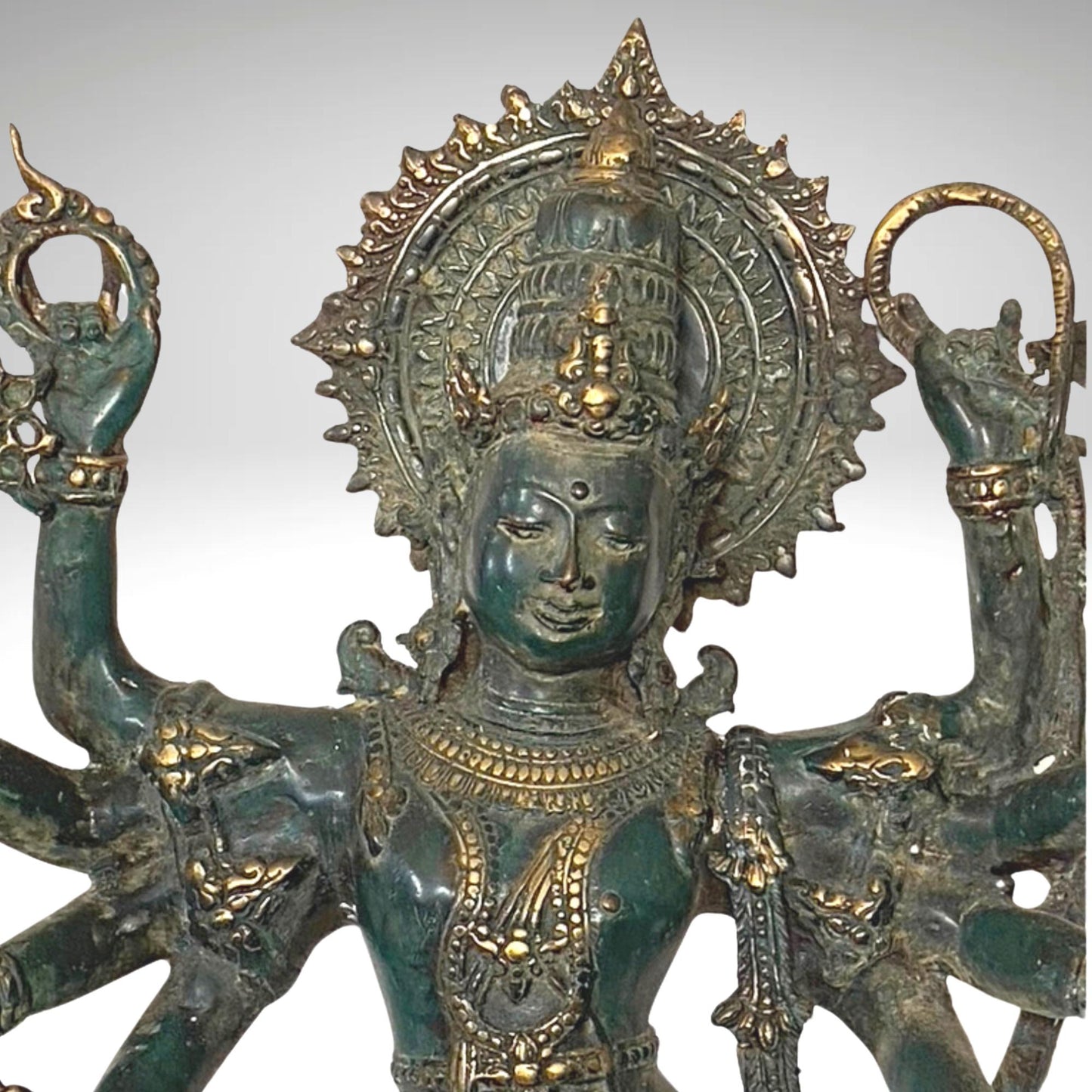 Shiva Nataraja Sculpture Lord of Cosmic Dance Deepam Lamps Handmade Lost Cast Bronze Hindu Art Statue 26" - Acadia World Traders