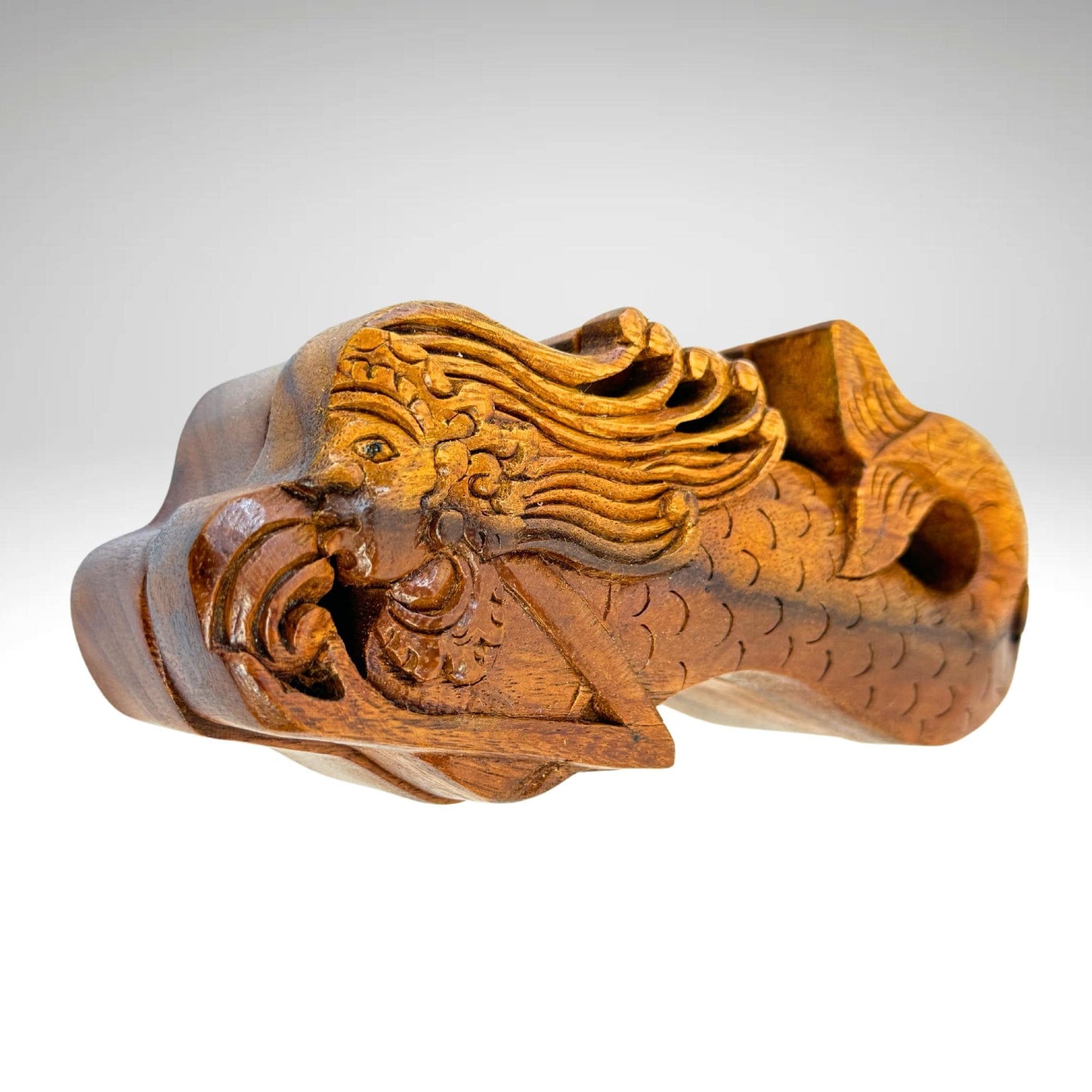Swimming Mermaid Sea Maid Secret Puzzle Box Stash Box Trinket Box Jewelry Gift Box Hand Carved Wood Nautical Art - Acadia World Traders