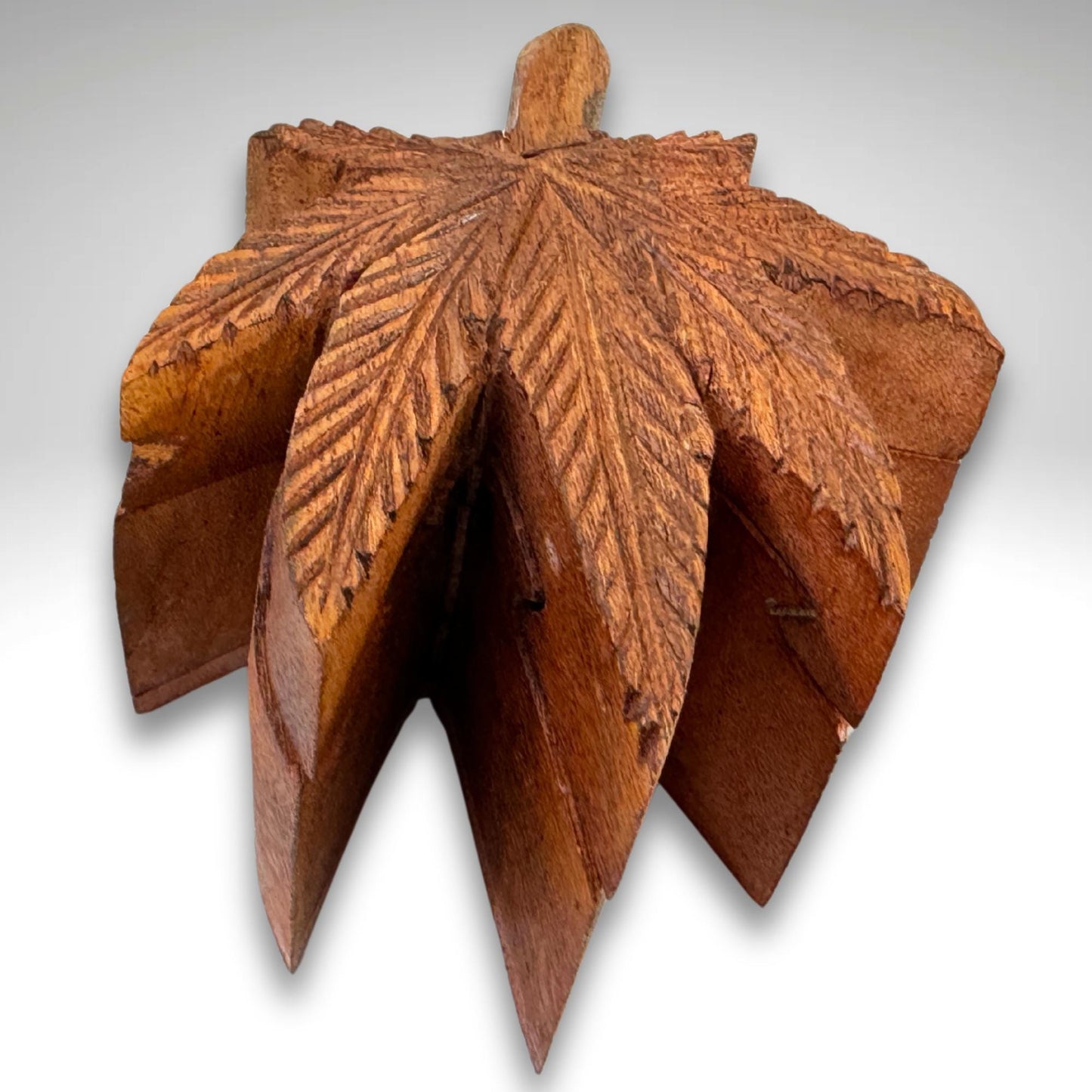 Weed Hemp Leaf Secret Puzzle Trinket Stash Box Jewelry gift Box Hand Carved Wood Carving Bali art - Acadia World Traders