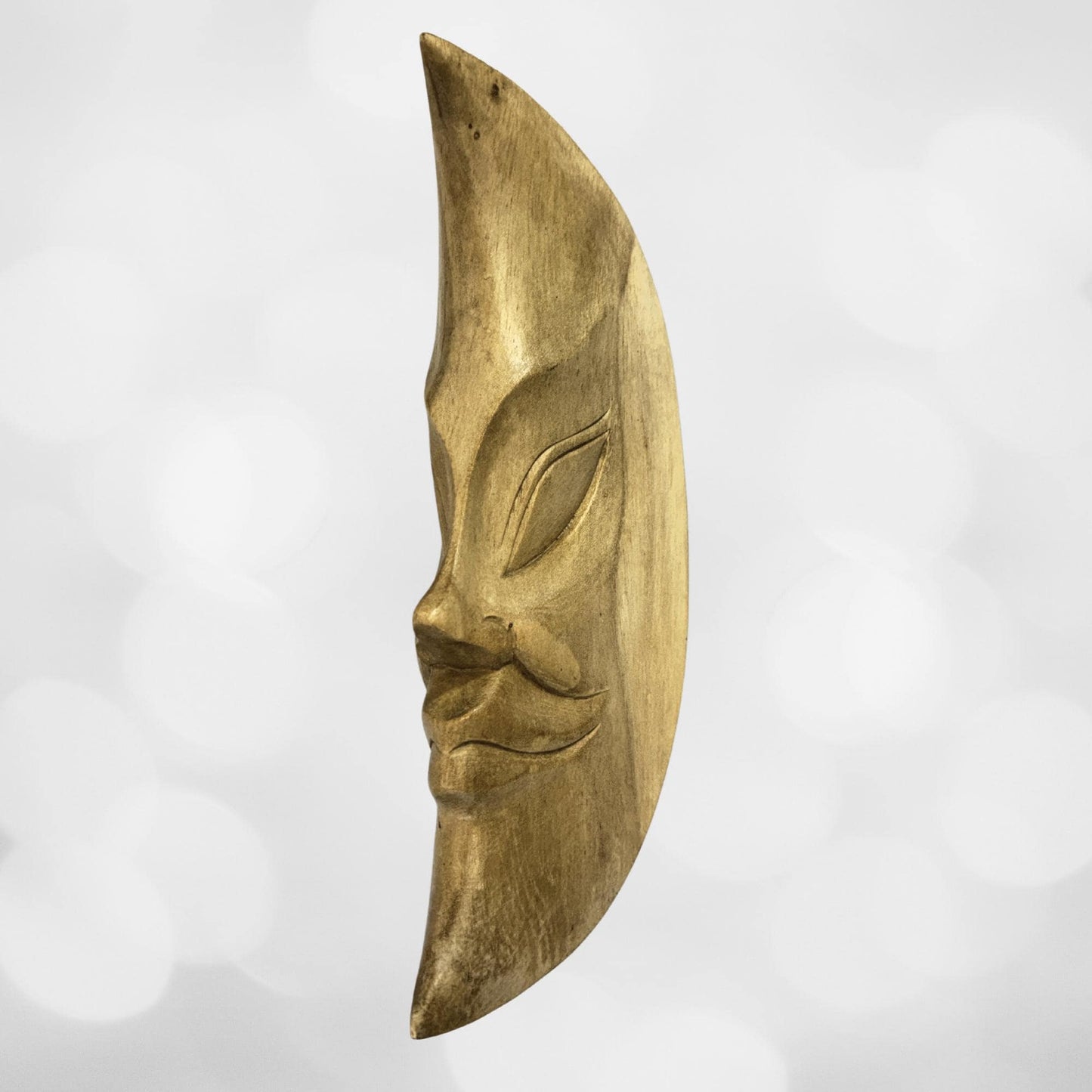 Chandra Man in the Moon Mask Wall Sculpture hand carved wood Bali Art - Acadia World Traders