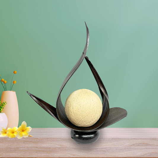 Accent Table Lamp Palm Frond Sheath Natural Organic Upcycled  Boho Decor Handmade Balinese Homeware Art