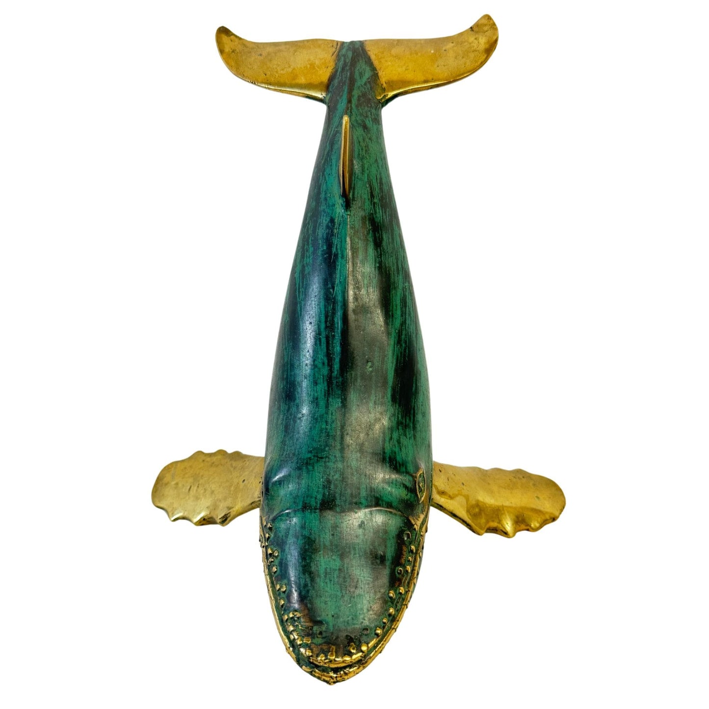 Humpback Whale Statue Sealife Marine Life Nautical Tabletop Decor Verdigris Genuine Lost Wax Bronze art - Acadia World Traders