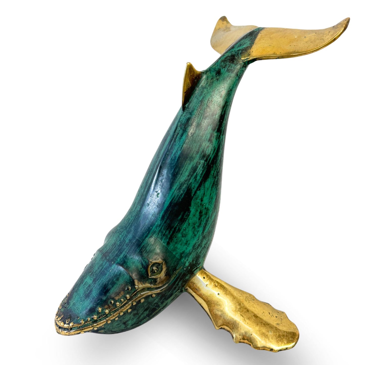 Humpback Whale Statue Sealife Marine Life Nautical Tabletop Decor Verdigris Genuine Lost Wax Bronze art - Acadia World Traders