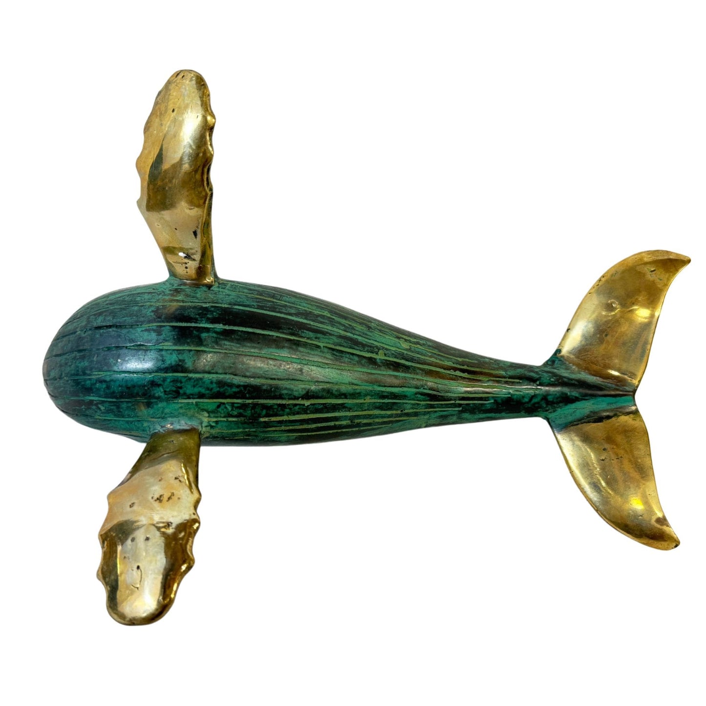 Humpback Whale Statue Sealife Marine Life Nautical Tabletop Decor Verdigris Genuine Lost Wax Bronze art - Acadia World Traders