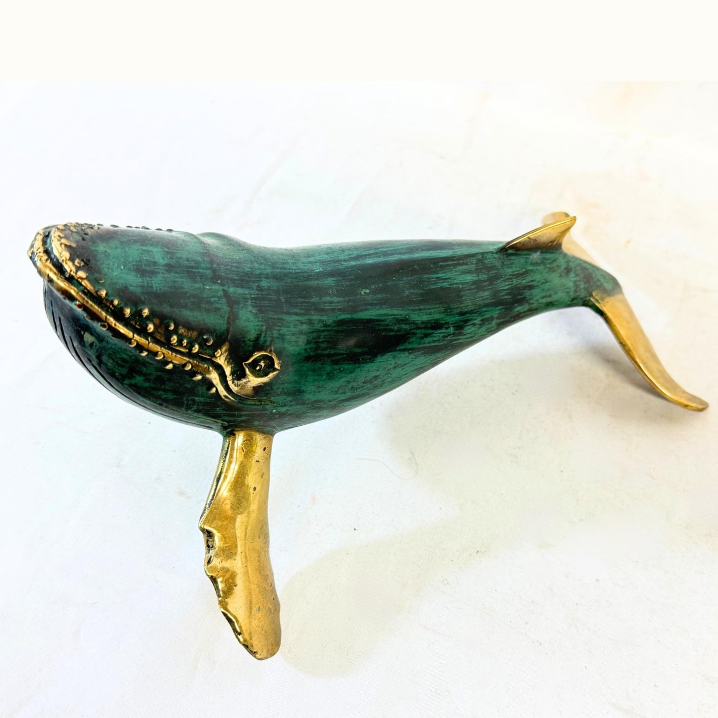 Humpback Whale Statue Sealife Marine Life Nautical Tabletop Decor Verdigris Genuine Lost Wax Bronze art - Acadia World Traders