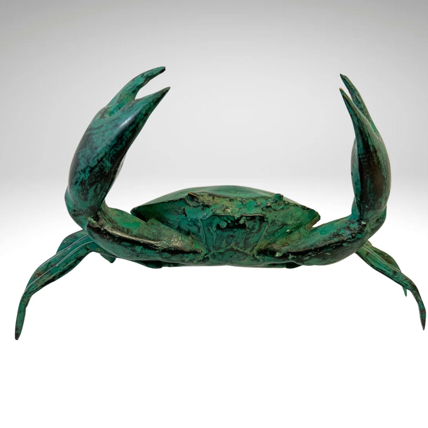 Green Crab Crustacean Statue Sealife Marine Life Nautical Beach Tabletop Decor Verdigris Genuine Lost Wax Bronze art - Acadia World Traders