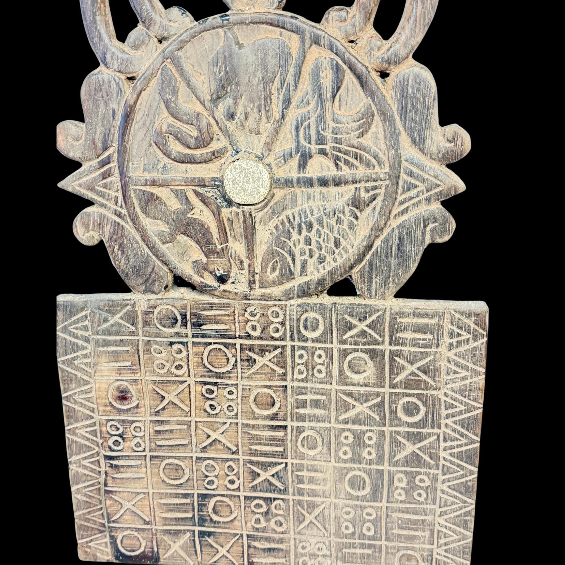 antique Dayak Bahau effigy planting calendar Hand Carved iron wood figure  Pacific Islands Indonesian Oceania culture - Acadia World Traders