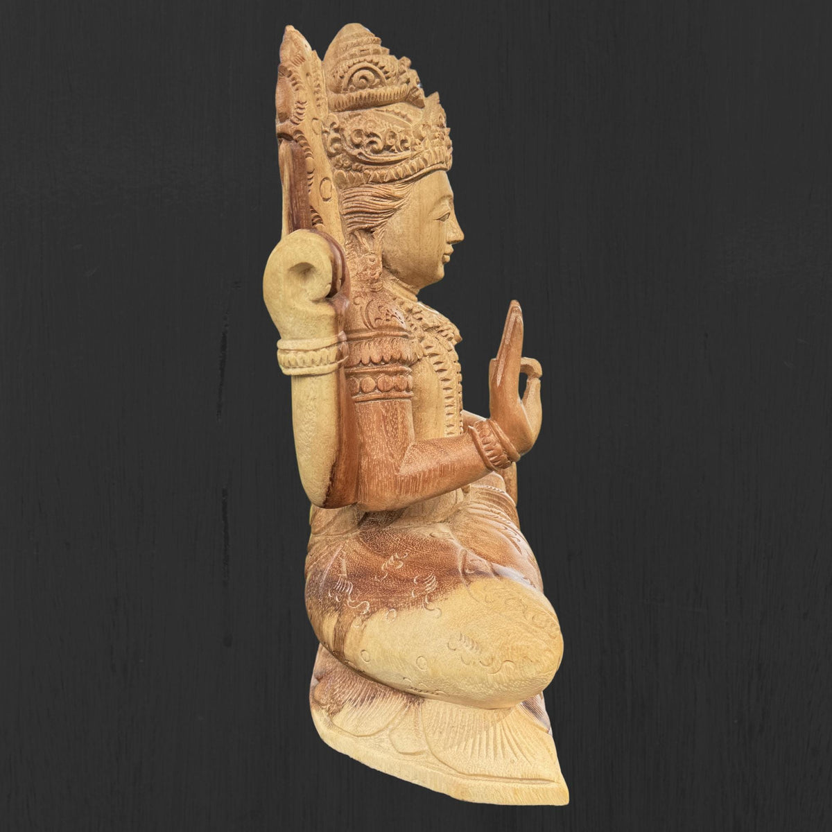 Hand Carved Vishnu Wood Statue: Balinese Hindu Art Sculpture