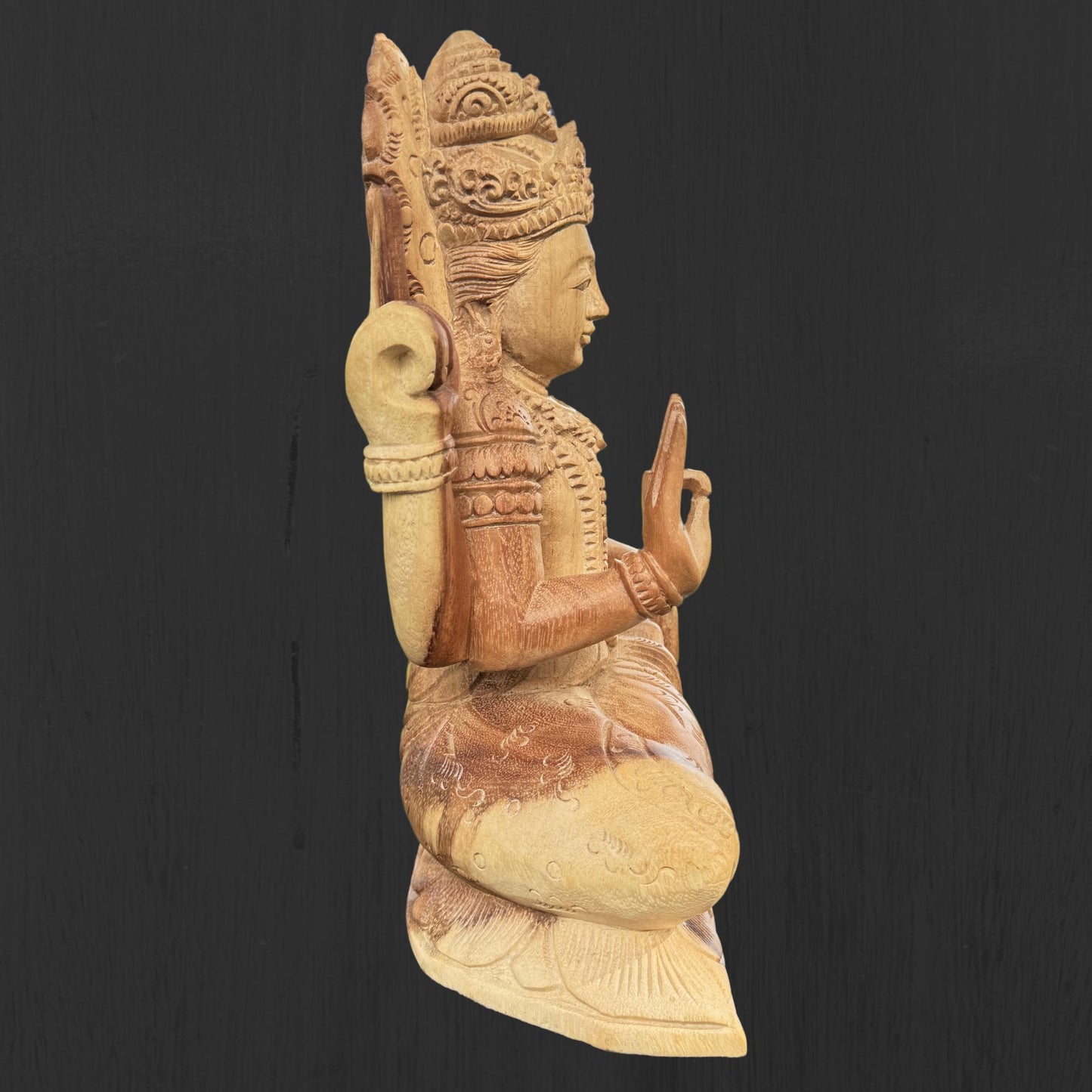 Hand Carved Vishnu Wood Statue: Balinese Hindu Art Sculpture