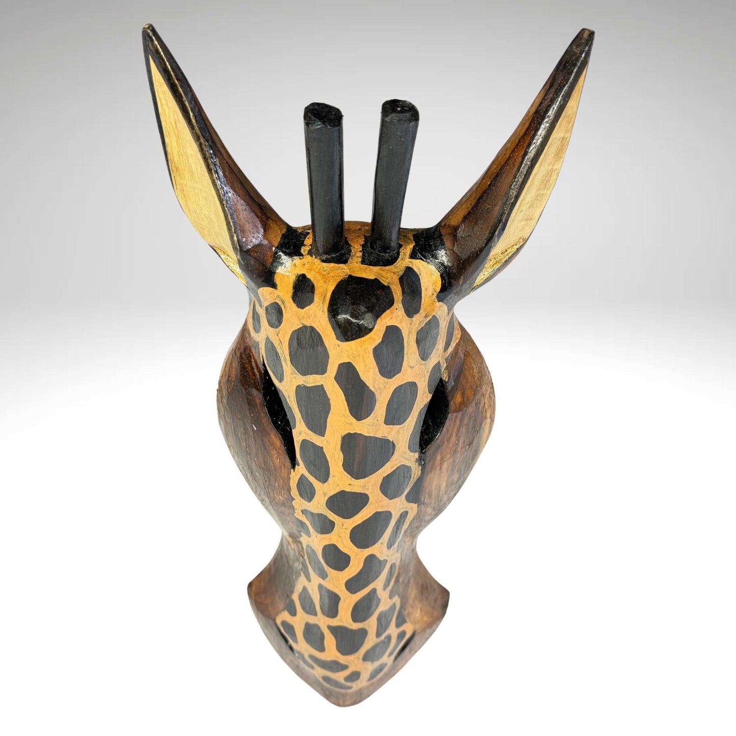 Hand Carved Zebra and Giraffe Mask: Painted Albesia Wood Wall Art