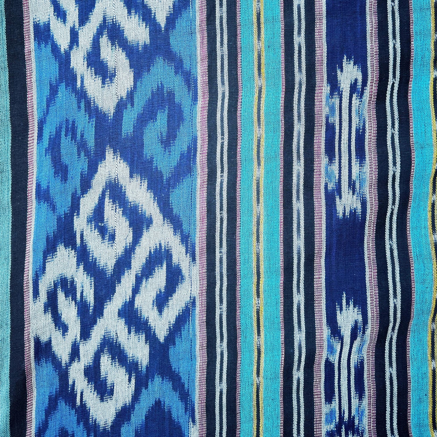 Hand woven Blue Ikat Cotton Tapestry: Hand Loomed Indonesian Blanket (45x90)