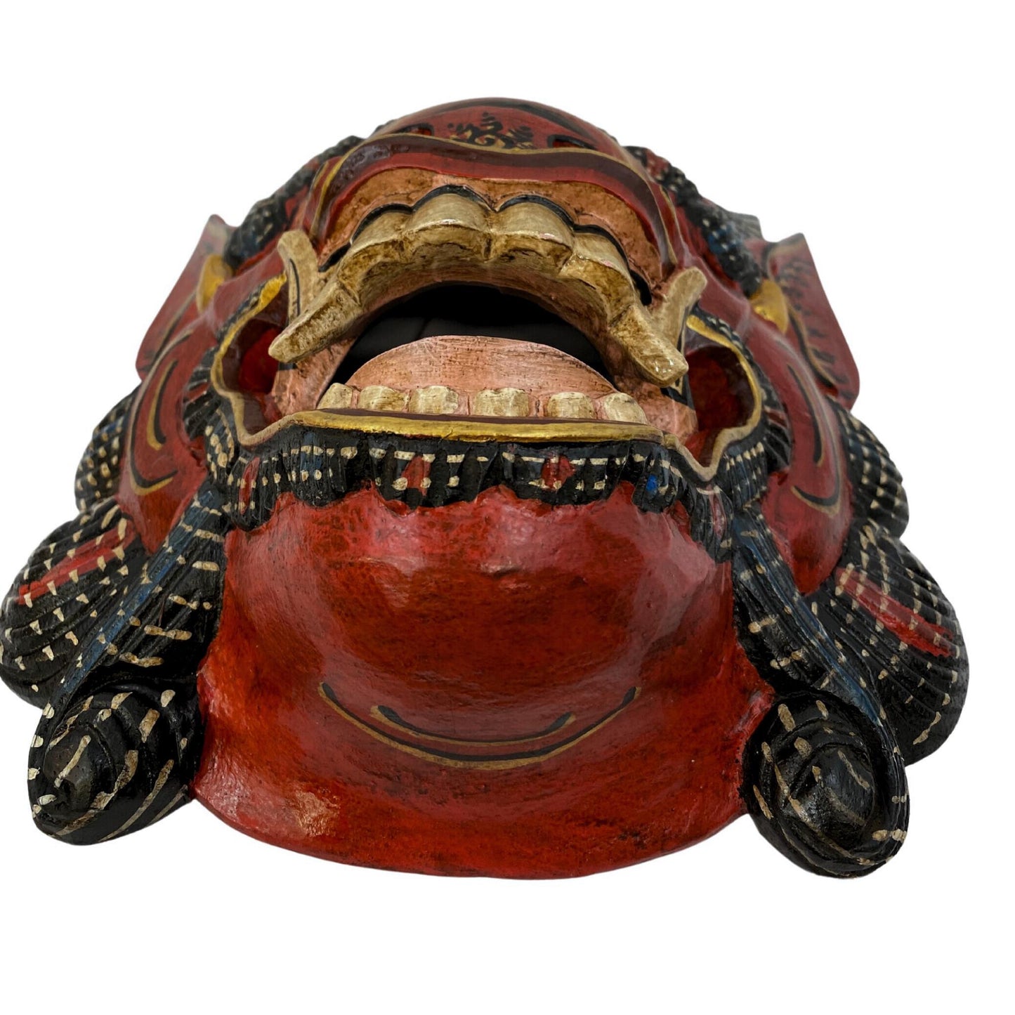 Balinese Cyclops Demon Mask, One Eyed Monster Rakshasa, Hand Carved Wood Bali Folk Art