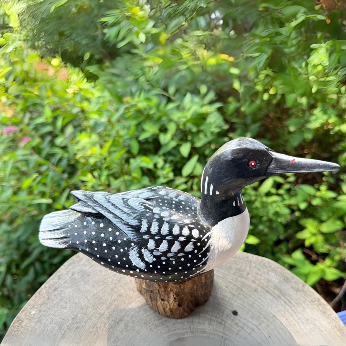 Hand Carved Wood Loon Sculpture: Water Fowl Wood Statue Shore bird wildlife art carving