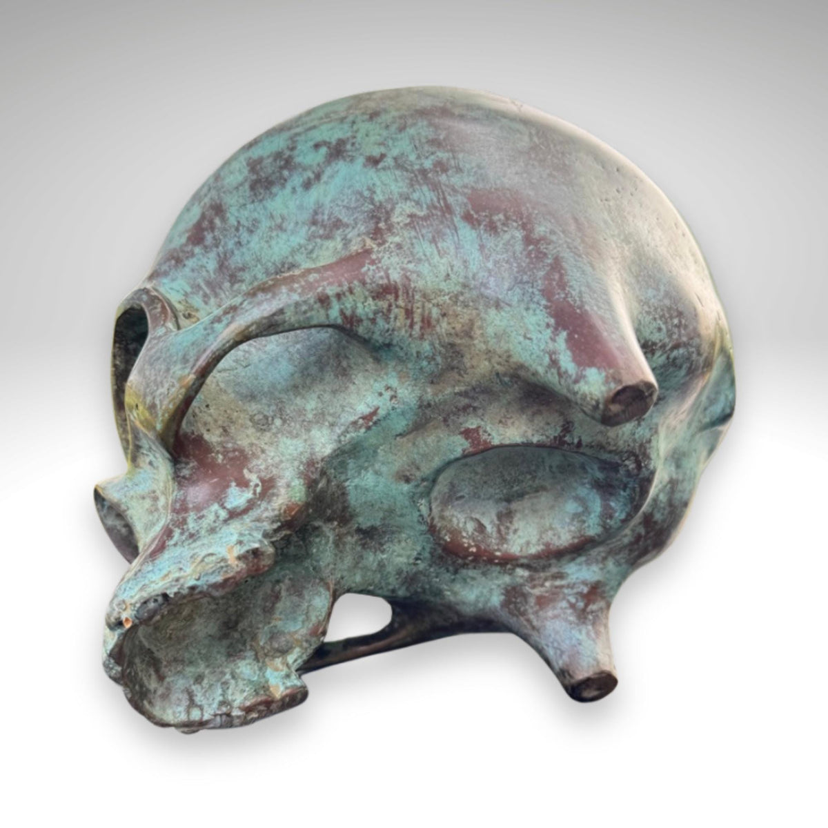 Bronze Skull Offering Bowl: Verdigris Finish, Gothic Home Decor
