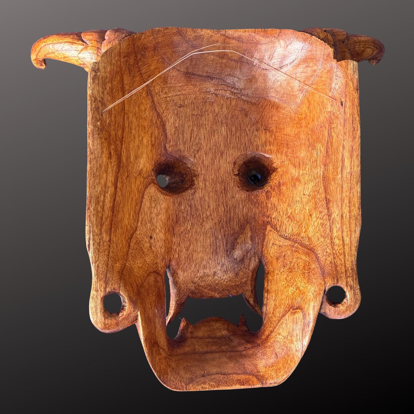 Hand Carved Hannya Mask: Balinese Noh Theater Wall Art