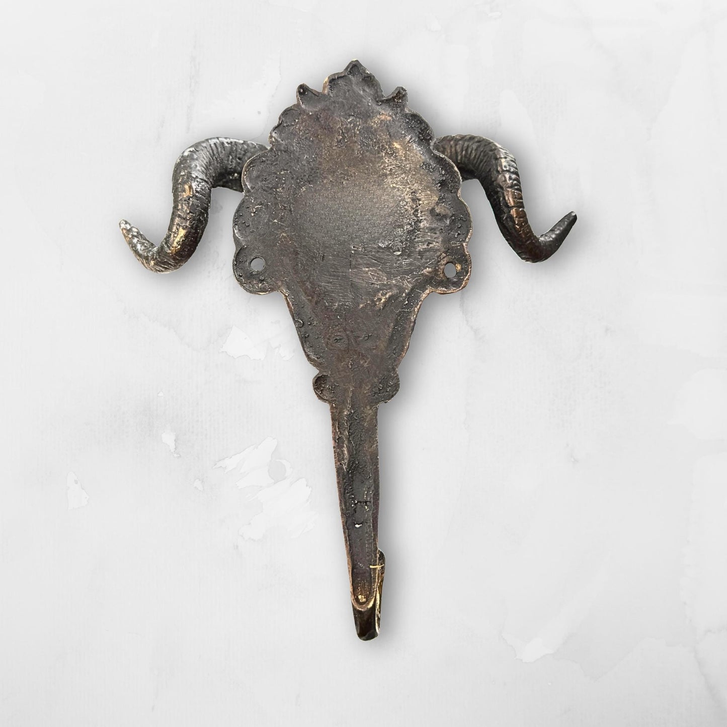 Ram Skull Bronze Wall Hook: Handmade Lost Wax Cast Metal, Mountain Goat Key Holder