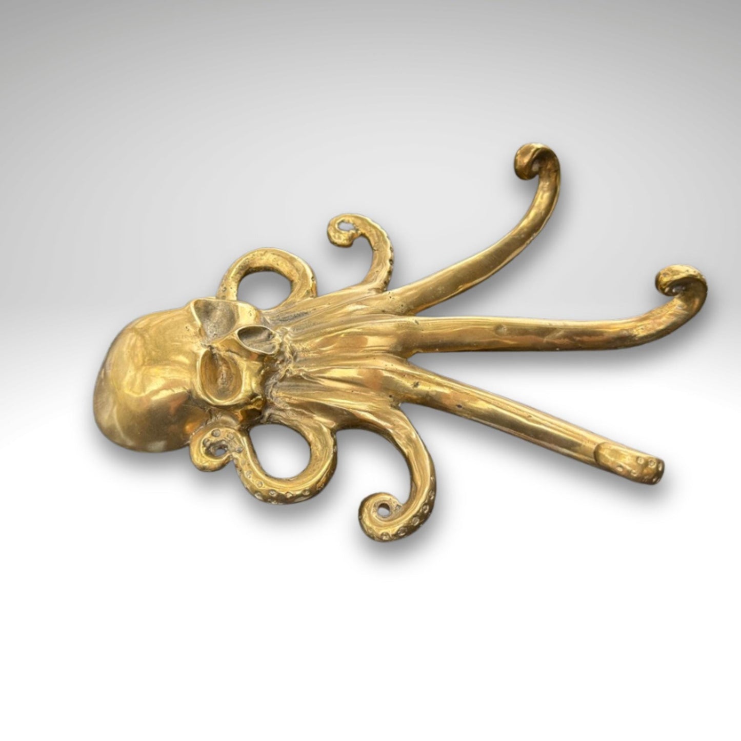 Bronze Octopus Skull Wall Hook: Nautical Pirate Decor, Handmade Bali Art