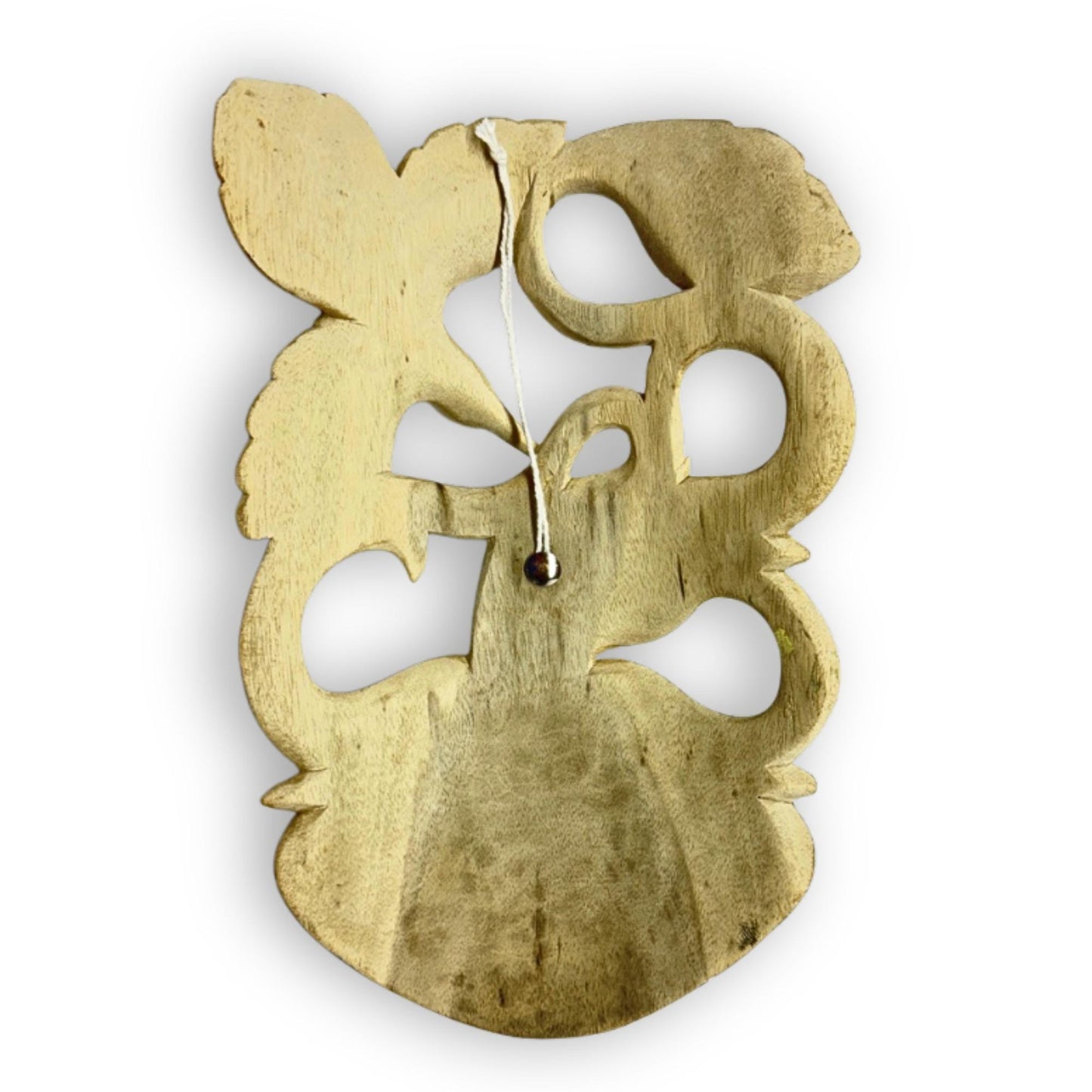 Hand Carved Wood Balinese Abstract Goddess Mask: Dewi Bawang, Hand-painted Wall Art