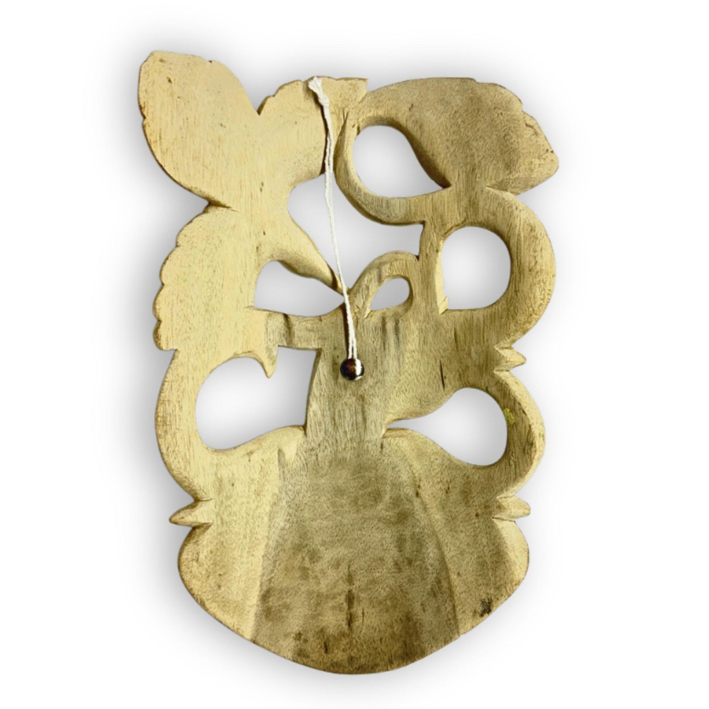 Hand Carved Wood Balinese Abstract Goddess Mask: Dewi Bawang, Hand-painted Wall Art