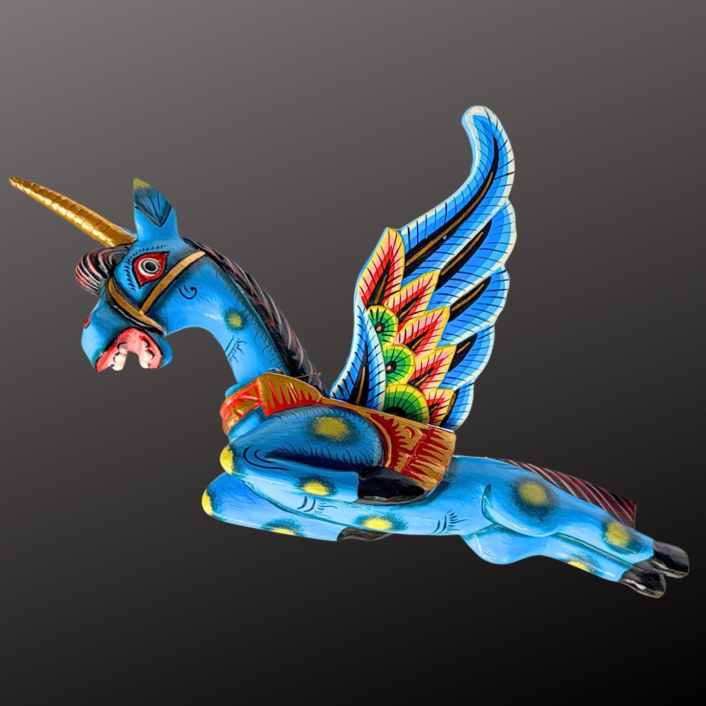 Hand Carved Balinese Horse Pegasus Spirit Chaser Mobile: Winged Unicorn Pegahorn Folk Art
