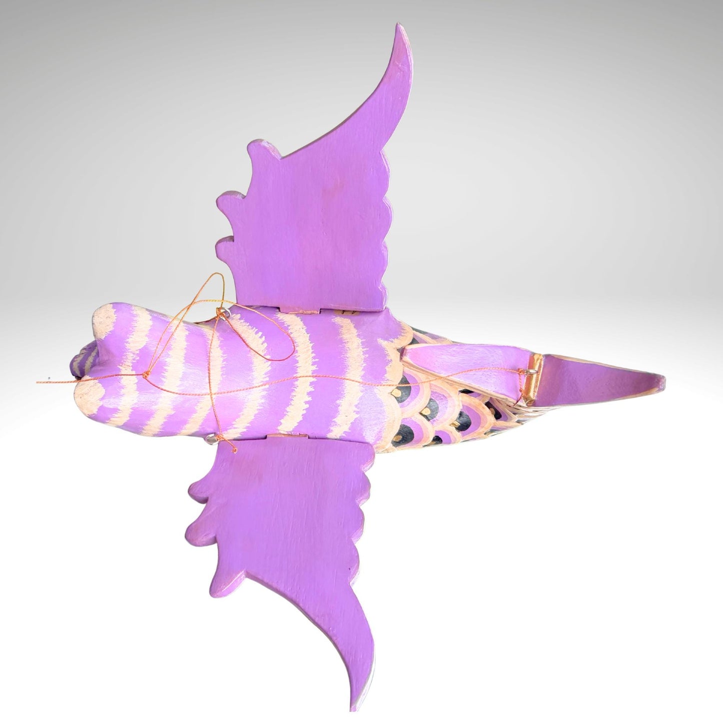 Hand Carved Winged Mermaid Cat Mobile: Balinese Mercat Spirit Guardian