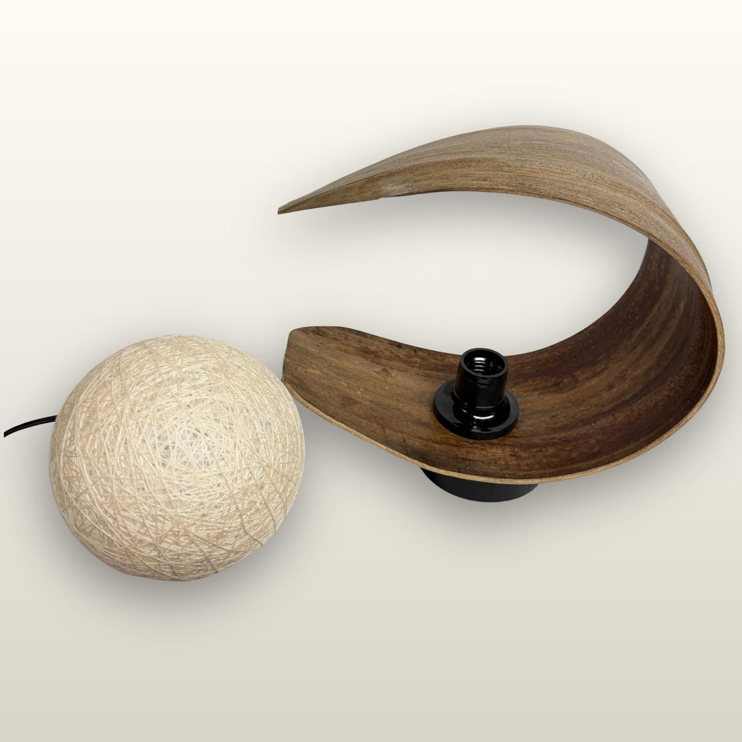 Crescent Moon Palm Frond Accent Lamp: Natural Organic Boho Decor