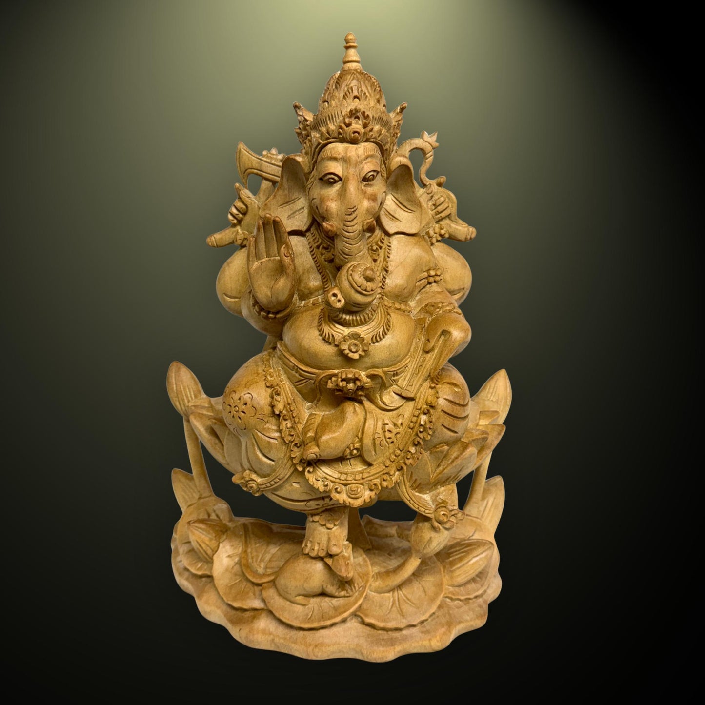 Hand Carved Wood Ganapati Ganesha Statue: Remover of Obstacles, Balinese Hindu Art