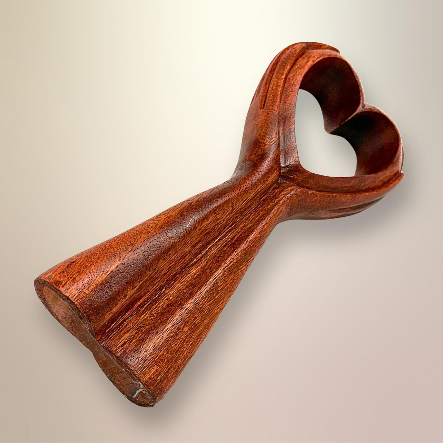 Balinese Abstract Heart in Hands Sculpture - Hand Carved Wood Statue Bali art