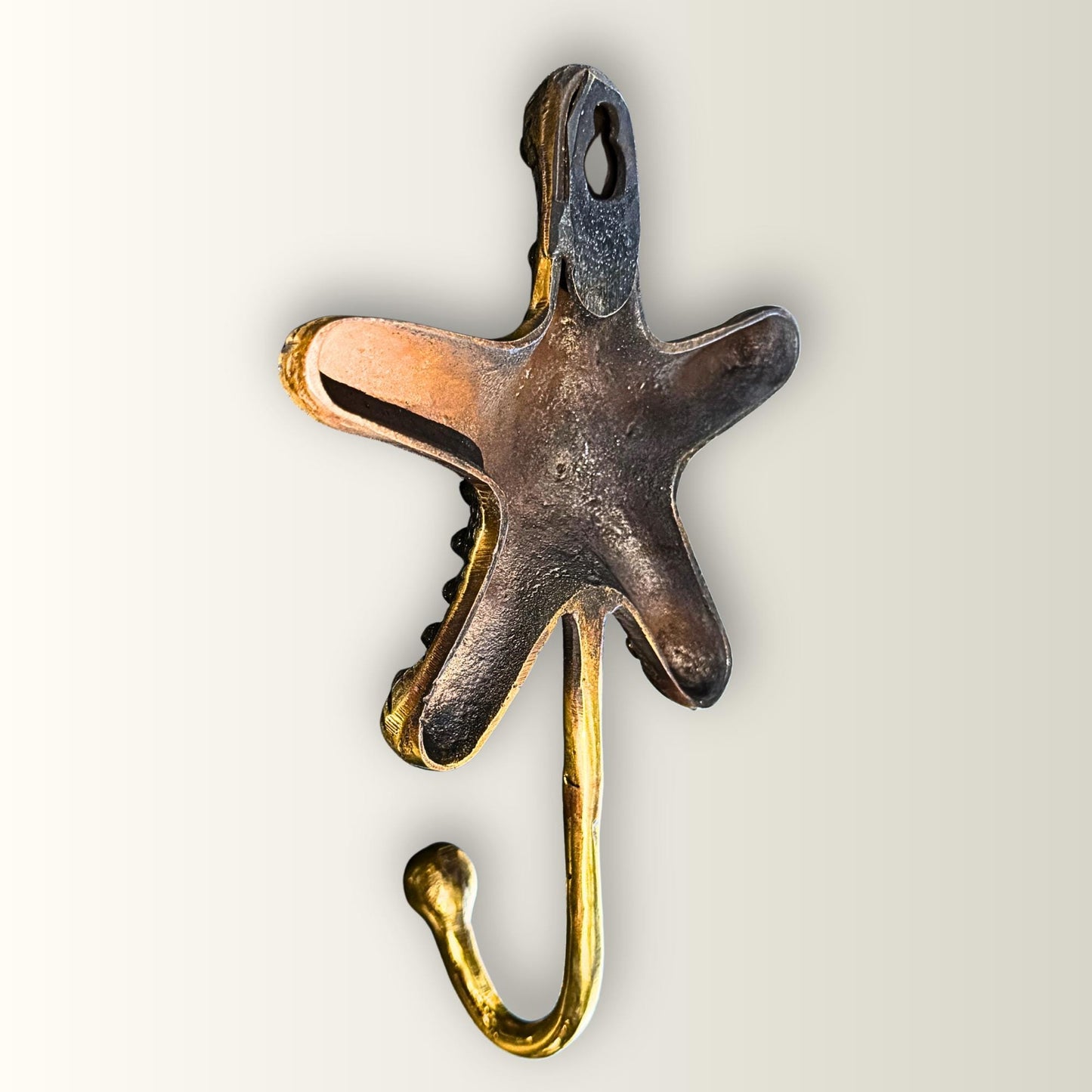 Bronze Nautical Starfish Wall Hook: Key Hanger, Lost Wax Cast Metal Coat Hanger