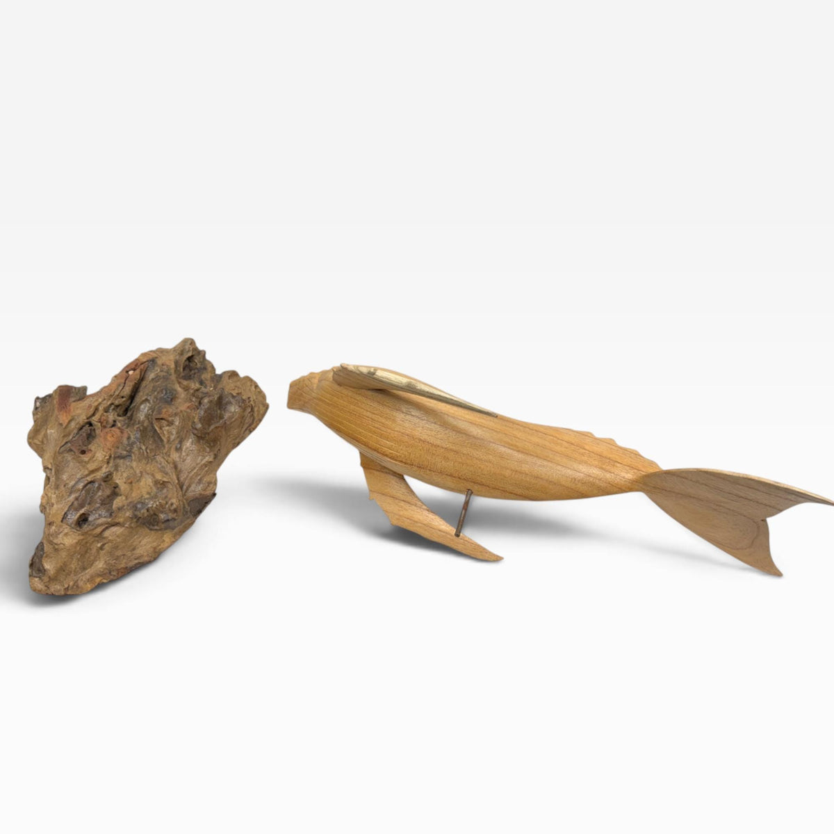 Humpback Whale Sculpture, Hand Carved Wood sea life Statue, Nautical Decor