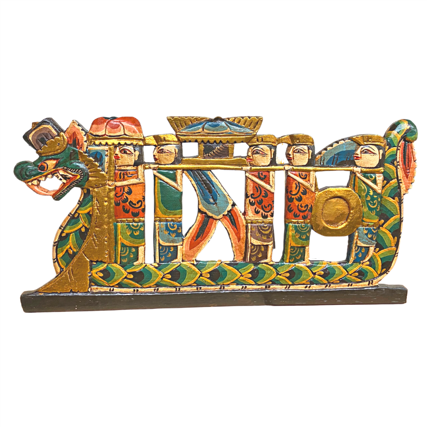 Balinese Dragon Boat Panel Wall Art architectural relief carved wood Bali Mul