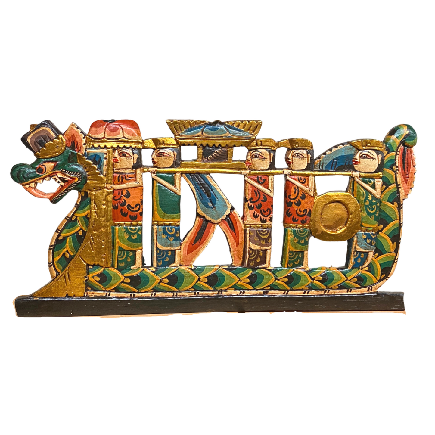 Balinese Dragon Boat Panel Wall Art architectural relief carved wood Bali Mul
