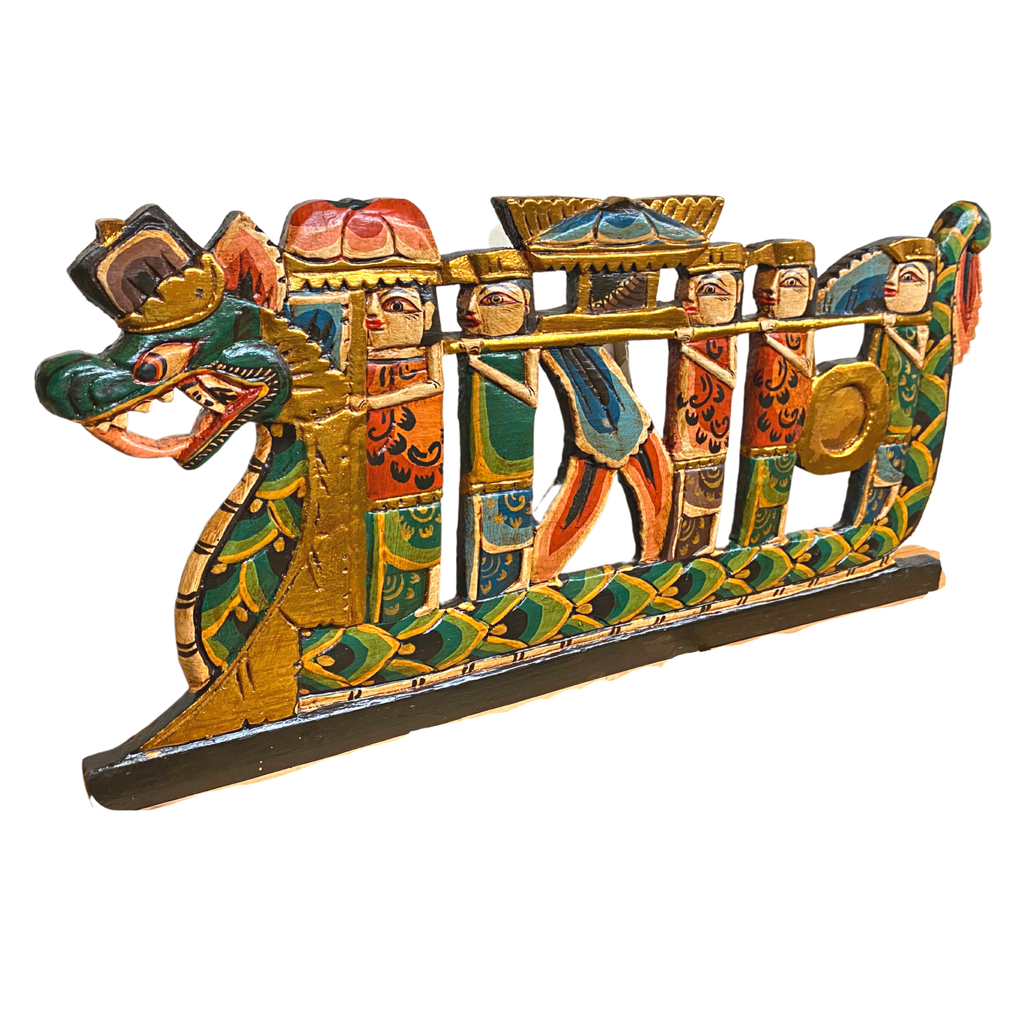 Balinese Dragon Boat Panel Wall Art architectural relief carved wood Bali Mul