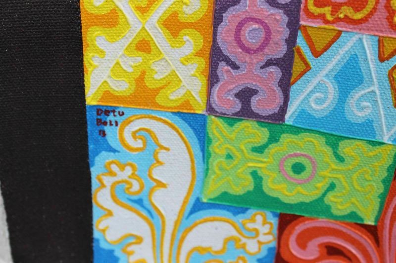 Balinese Topeng Mask Dancers Painting Signed Agung Ubud Bali Wall Decor Art