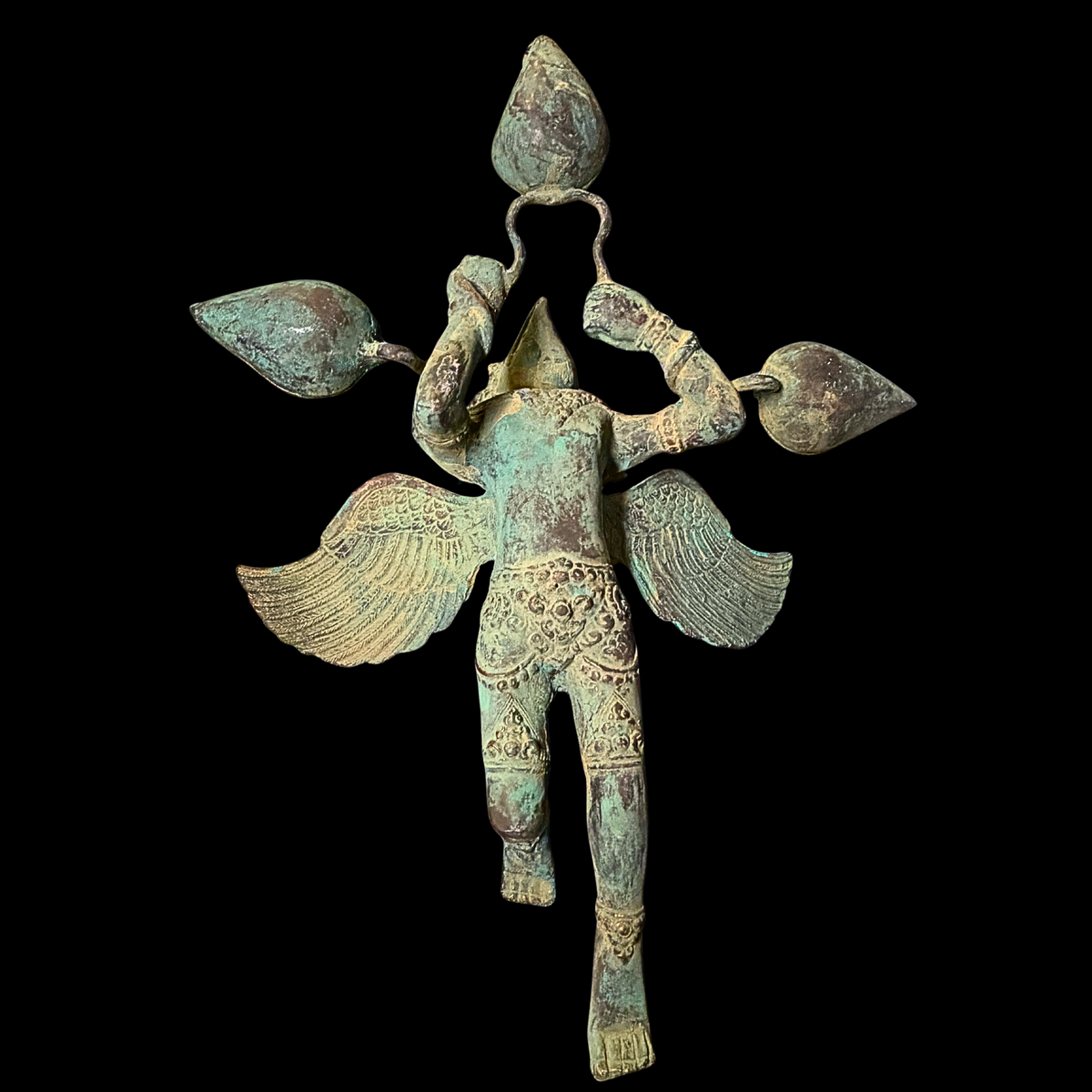 Vintage Bronze Garuda Candelabra, Deepam Lamp,  lost wax cast Bali Hindu Art