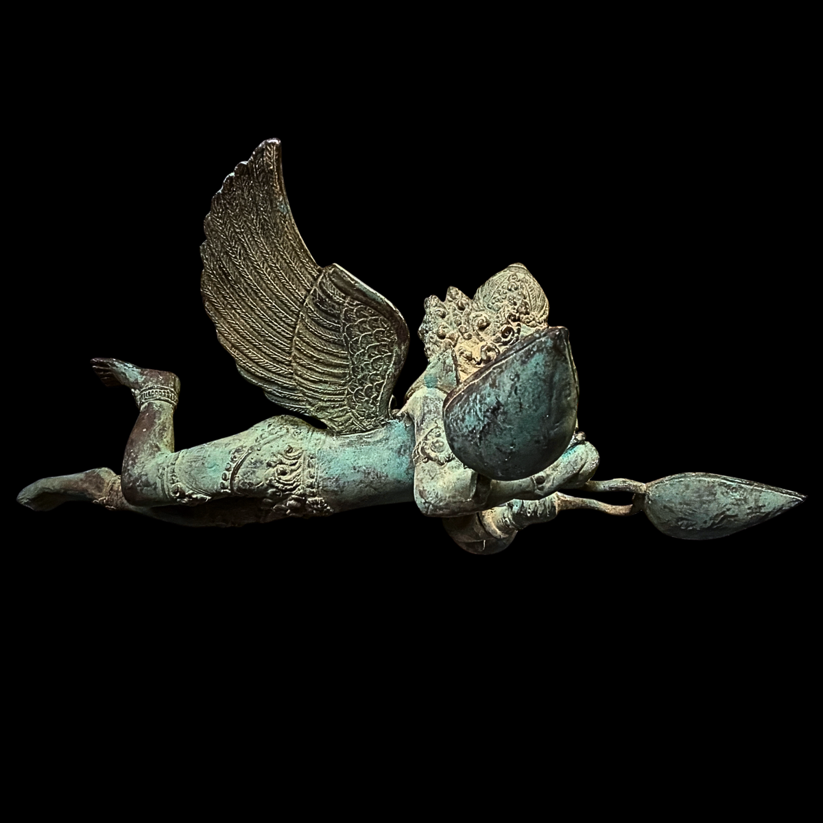 Vintage Bronze Garuda Candelabra, Deepam Lamp,  lost wax cast Bali Hindu Art