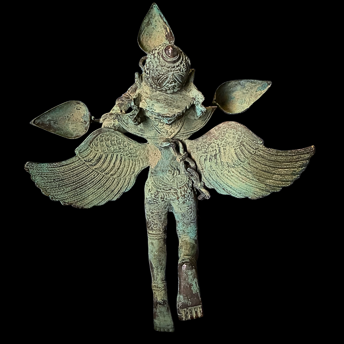 Vintage Bronze Garuda Candelabra, Deepam Lamp,  lost wax cast Bali Hindu Art