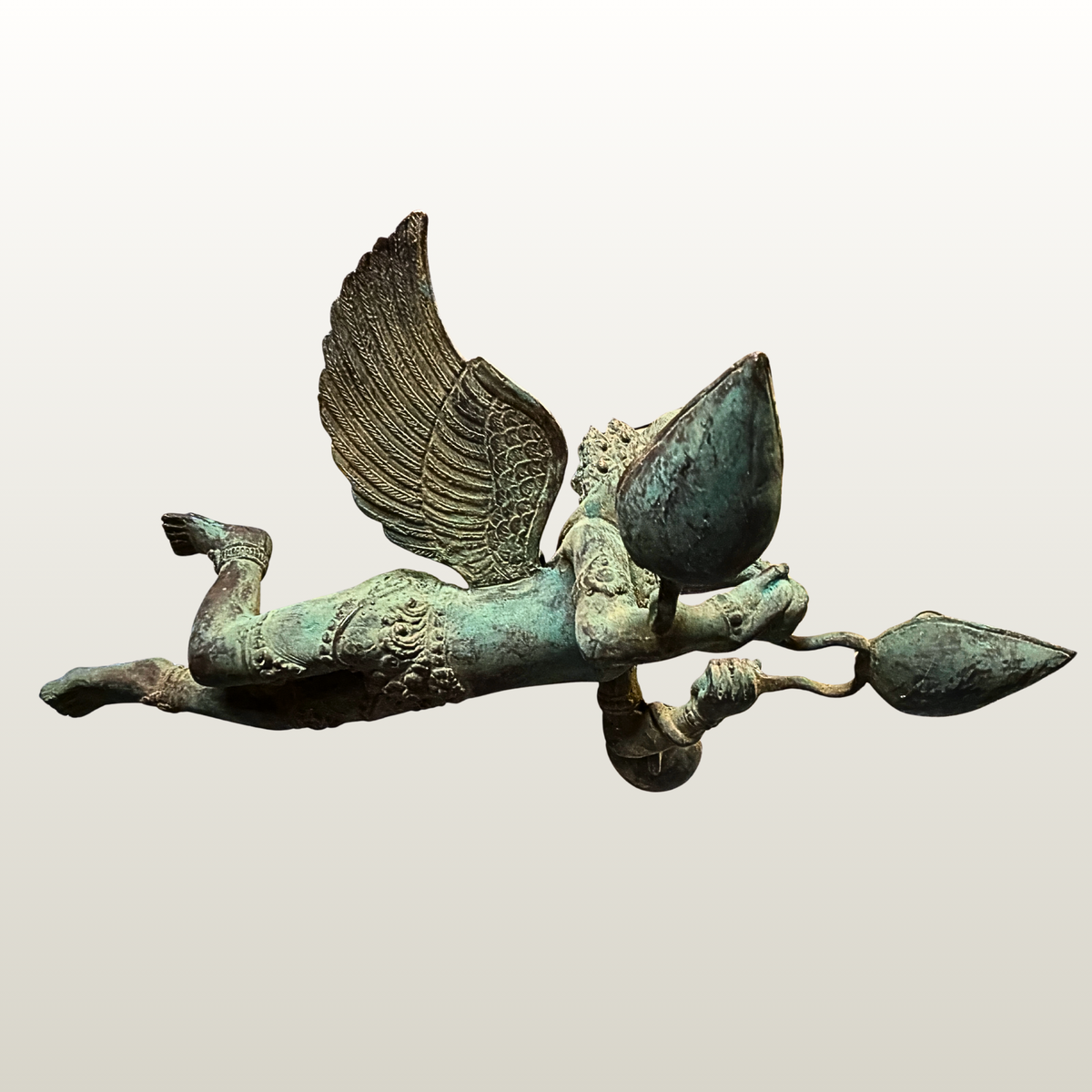 Vintage Bronze Garuda Candelabra, Deepam Lamp,  lost wax cast Bali Hindu Art