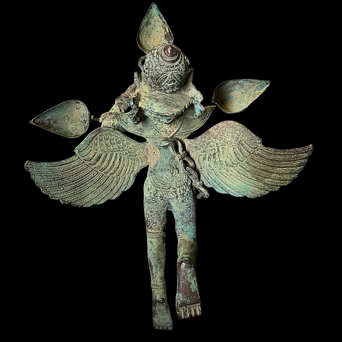 Vintage Bronze Garuda Candelabra, Deepam Lamp,  lost wax cast Bali Hindu Art